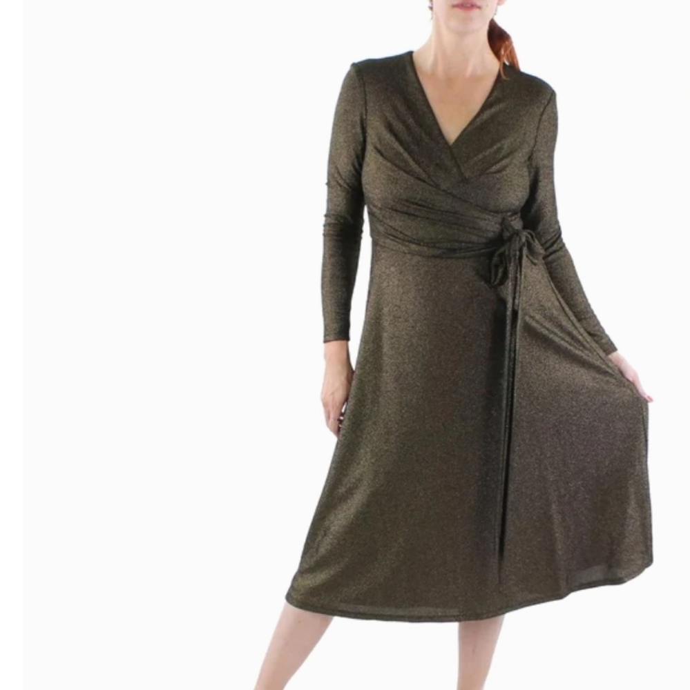 New Lauren Ralph Lauren Womens Shimmer Midi Cocktail and Party Dress size 18